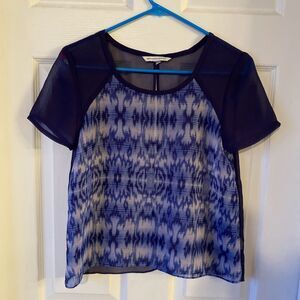 American Eagle Blouse Women’s Size Small Sheer Purple Short Sleeve